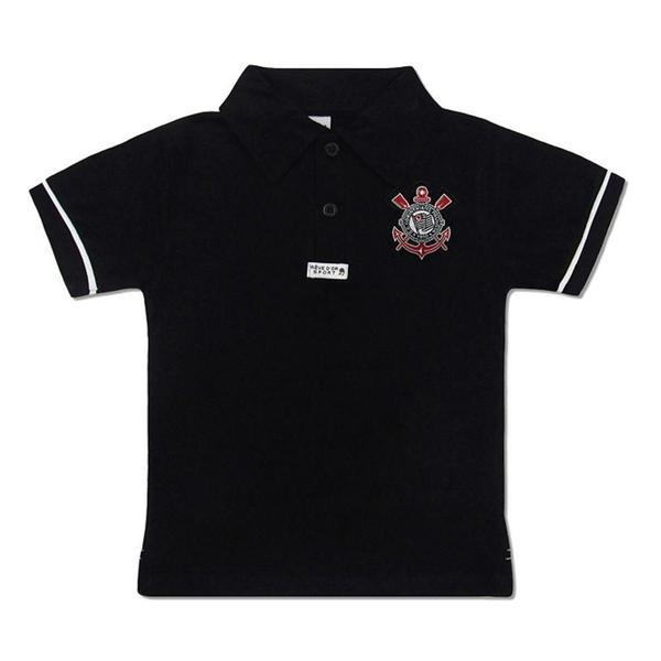 Imagem de Camisa Polo Infantil Corinthians Preta Oficial