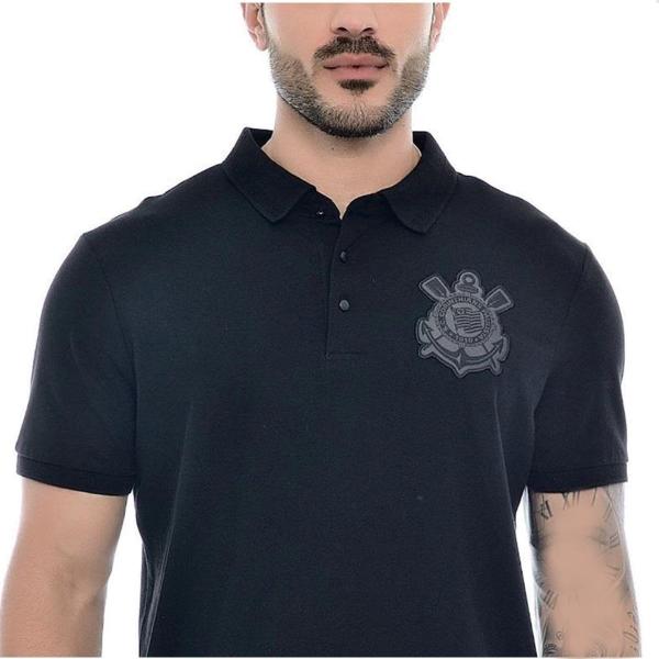 Imagem de Camisa Polo Preta Corinthians 2024 Uniforme Away Blackout