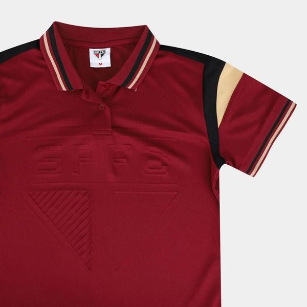 Imagem de Camisa Polo São Paulo Emboss Lotus Feminina - Bordô+Dourado