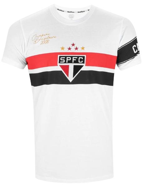 Imagem de Camisa Retrô Mania São Paulo Capitão 2008 Masculino - Branco e Vermelho