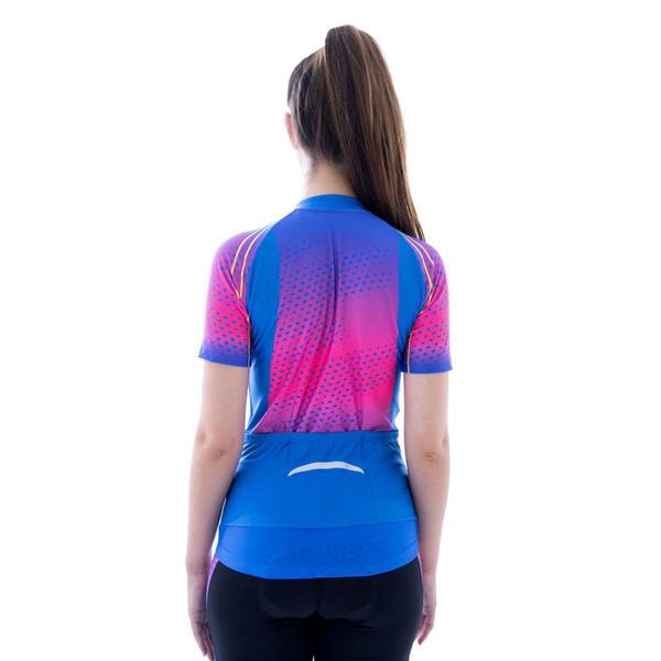 Imagem de Camisa Roupa Ciclista Bicicleta De Ciclismo Feminina Bike Elite Azul e Rosa