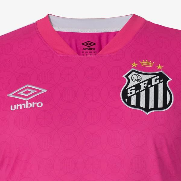 Imagem de Camisa Santos Outubro Rosa 23/24 s/n Umbro Masculina - Rosa+Branco