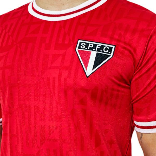 Imagem de Camisa São Paulo Jacquard Vermelha Símbolo Bordado - Masculino