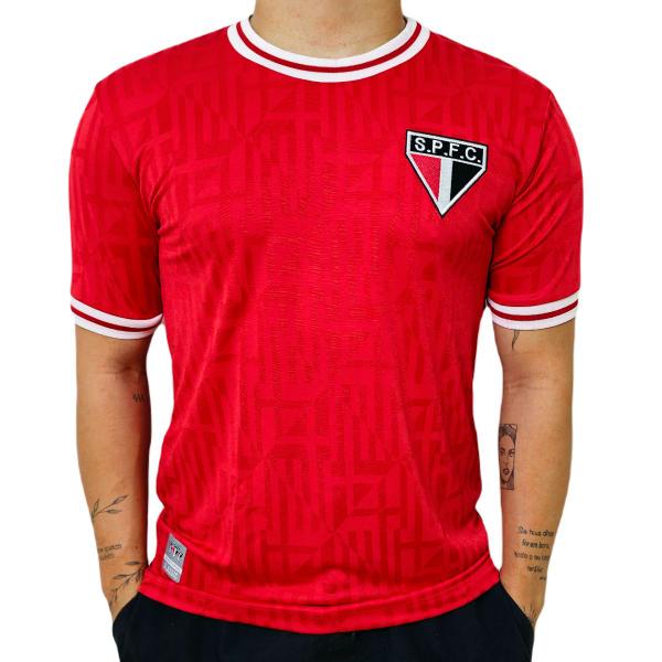 Imagem de Camisa São Paulo Jacquard Vermelha Símbolo Bordado - Masculino