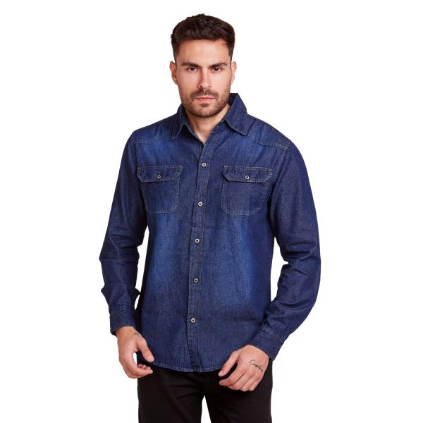 Camisa Social Jeans Masculina Premium Camisas Masculinas