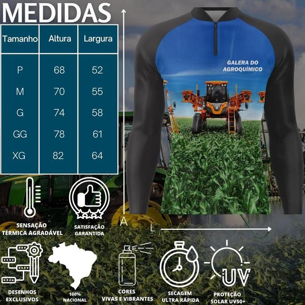 Imagem de Camisa Térmica Agro Camiseta Tecnico Poliéster Manga Longa Agricola Proteção Solar UV50