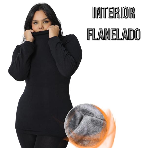 Imagem de Camisa Térmica Feminina Frio Inverno Flanelada Segunda Pele Grossa