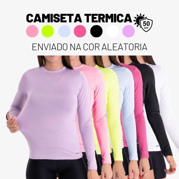 Imagem de Camisa Térmica Feminina Manga Longa Proteção Uv Blusa Segunda Pele  Malha Fria pra Praia e Treinos