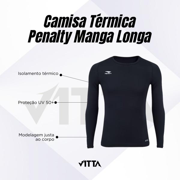 Imagem de Camisa Térmica Penalty Matis Manga Longa - Kit Com 2