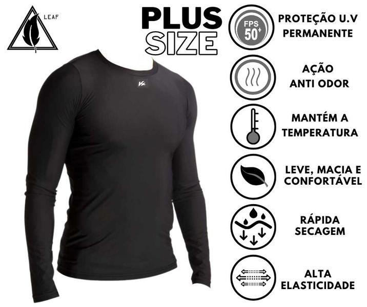 Imagem de Camisa Térmica Segunda Pele Compressão Proteção UV Tamanho Normal e Plus Size Corrida Trilha Futebol Jiu Jitsu Kanxa