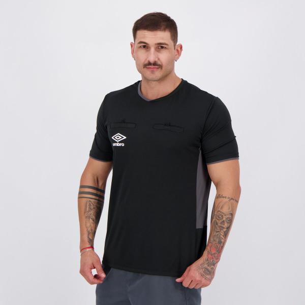 Imagem de Camisa Umbro Árbitro TWR Fit Preta e Grafite