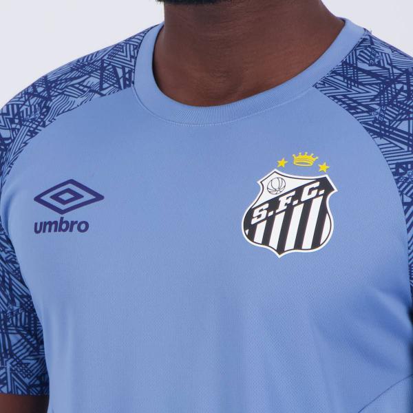 Camisa Umbro Santos Treino Goleiro 2024 Azul Imagem de Camisa Umbro Santos Treino Goleiro 2024 Azul
