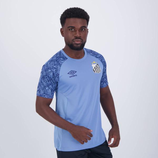 Camisa Umbro Santos Treino Goleiro 2024 Azul Imagem de Camisa Umbro Santos Treino Goleiro 2024 Azul