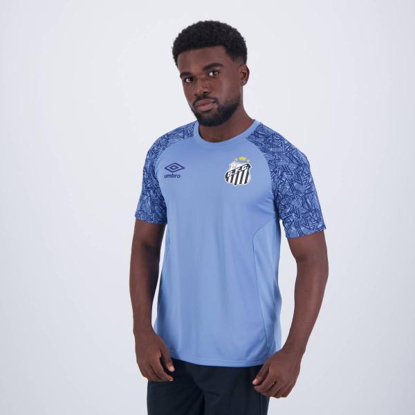 Camisa Umbro Santos Treino Goleiro 2024 Azul Imagem de Camisa Umbro Santos Treino Goleiro 2024 Azul