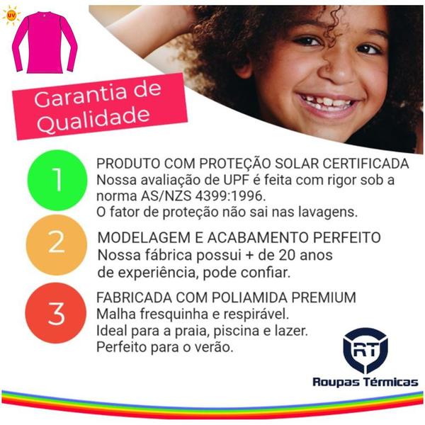 Imagem de Camisa Uv50+ Infantil Proteção Solar Unissex Manga Longa Piscina Praia Esportes