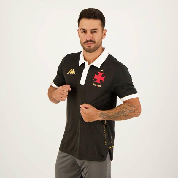 Imagem de Camisa Vasco III 23/24 s/n Jogador Kappa Masculina - Preto+Branco