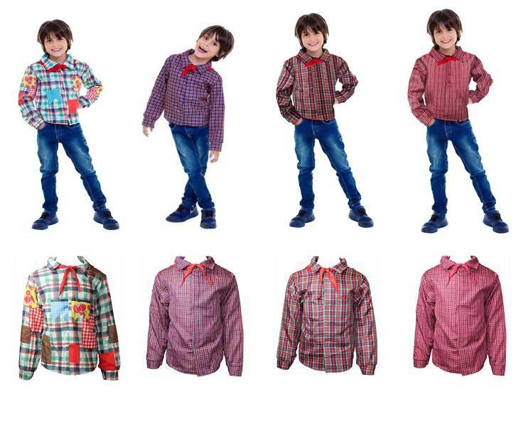 Imagem de Camisa Xadrez Infantil e Lenço Festa Junina Quadrilha Arraiá