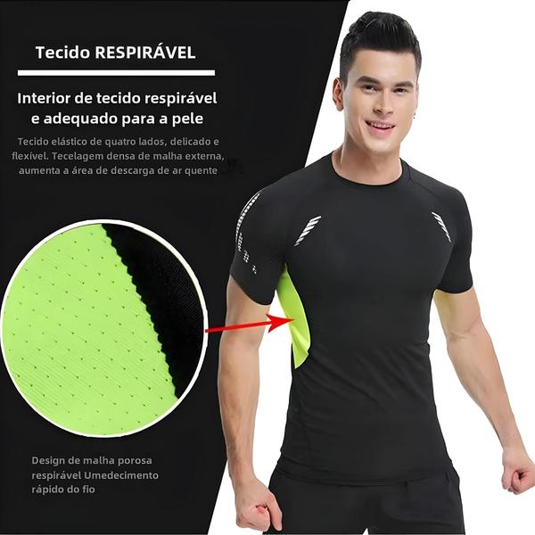 Imagem de Camisas de Compressão Masculina para Corrida - Secagem Rápida, Manga Curta