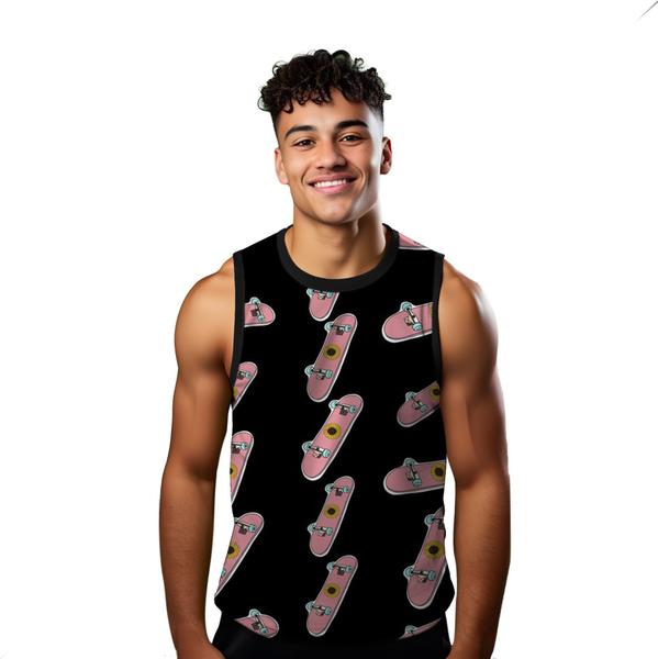 Imagem de Camiseta Algodão Regata Verão Estilo Moda Praia Skate Cartoon Rosa 252