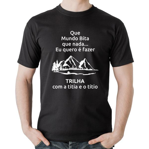 Camiseta Algodão Trilha com a titia e o titio Trekking - Foca na Moda Imagem de Camiseta Algodão Trilha com a titia e o titio Trekking - Foca na Moda