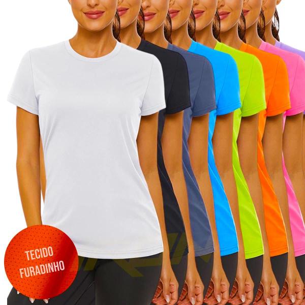 Camiseta Blusinha Dry MALHA FRIA POLIMIDA Tecido Furadinho feminina Corrida Yoga Academia 609 - IRON Imagem de Camiseta Blusinha Dry MALHA FRIA POLIMIDA Tecido Furadinho feminina Corrida Yoga Academia 609