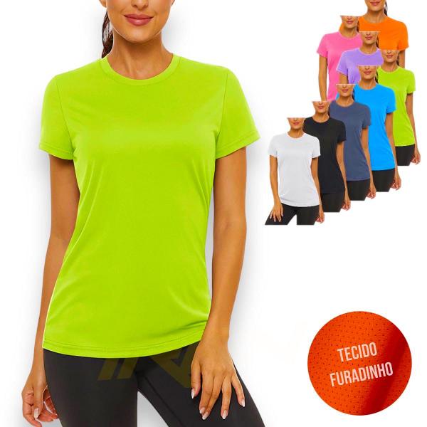 Imagem de Camiseta Blusinha Dry Tecido Furadinho feminina Corrida Academia Yoga 618