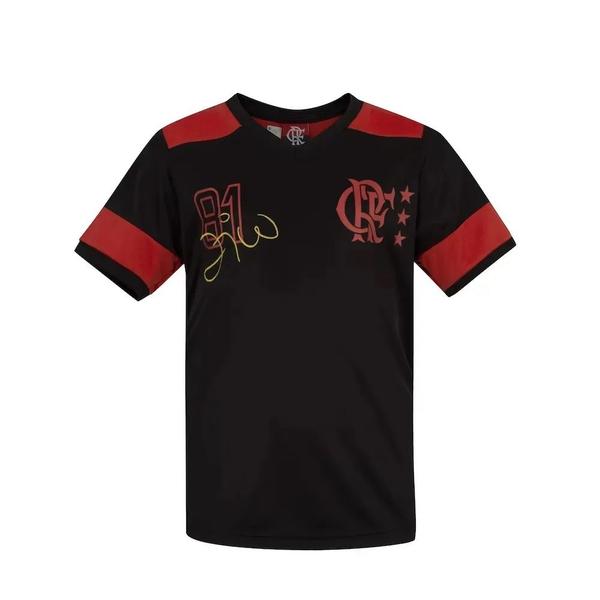 Imagem de Camiseta Braziline Flamengo Zico Retrô Infantil - Preto