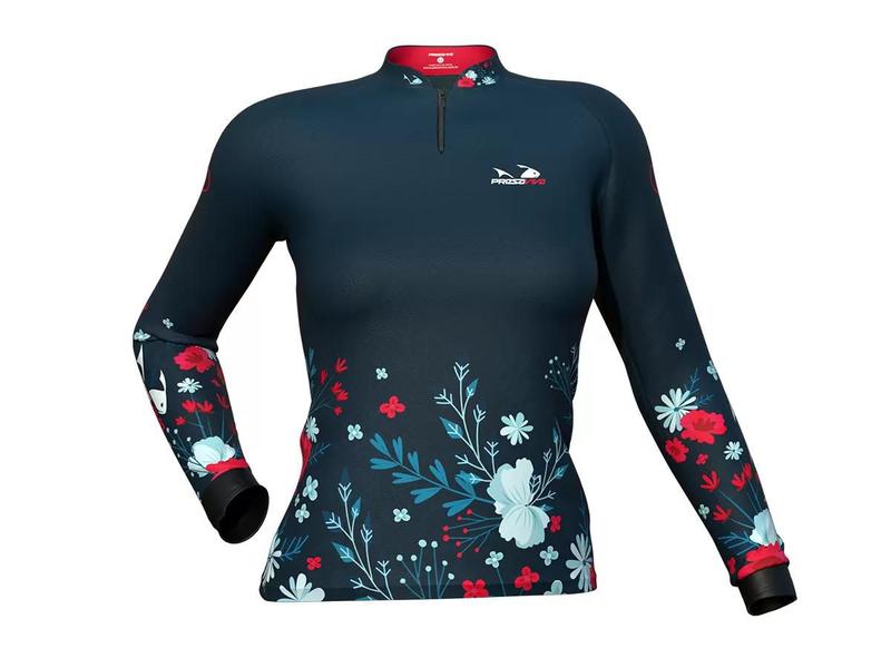 Imagem de Camiseta camisa de pesca presa baby look pv 08 flores - protecao uv 30+