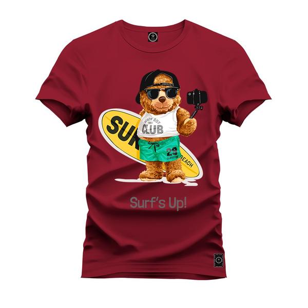 Imagem de Camiseta Casual Malha Confortável Estampada Urso Surf