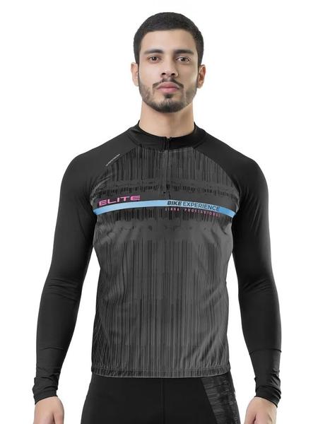 Imagem de Camiseta Ciclismo Masculina Elite Manga Longa Preto