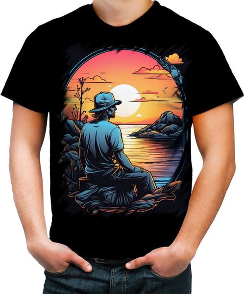 Imagem de Camiseta Colorida Pesca Esportiva Pôr do Sol Peixes 18