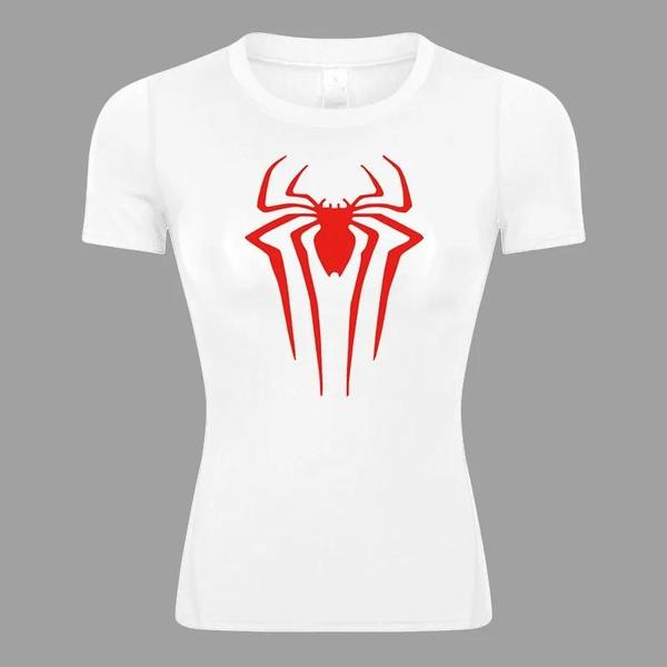 Imagem de Camiseta de Compressão Feminina com Estampa de Aranha - Manga Curta para Corrida, Treino e Yoga