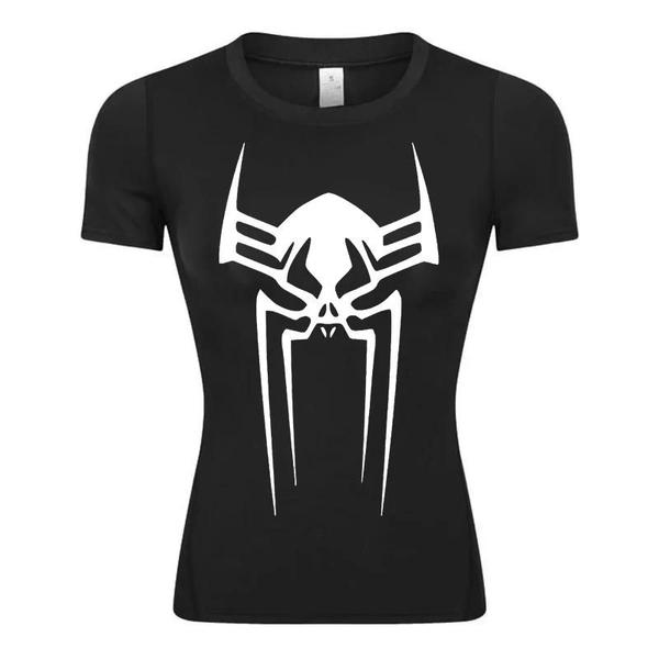 Imagem de Camiseta de Compressão Feminina com Estampa de Aranha - Manga Curta para Corrida, Treino e Yoga