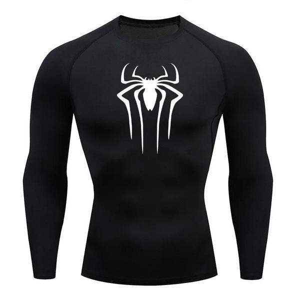 Imagem de Camiseta de Compressão Masculina com Proteção Solar - Manga Longa para Fitness, Corrida e MMA