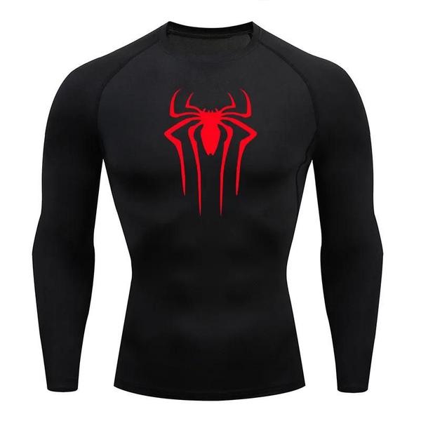 Imagem de Camiseta de Compressão Masculina com Proteção Solar - Manga Longa para Fitness, Corrida e MMA