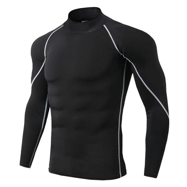 Imagem de Camiseta de Compressão Masculina de Manga Longa - Secagem Rápida para Corrida, Fitness e Musculação