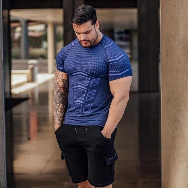 Imagem de Camiseta de Compressão Masculina para Academia e Corrida - Modelagem Magra