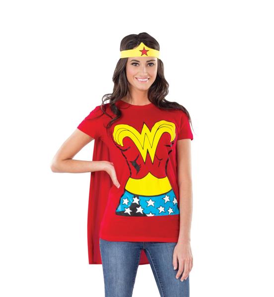 Imagem de Camiseta de fantasia Rubie's Dc Comics Mulher Maravilha com capa vermelha