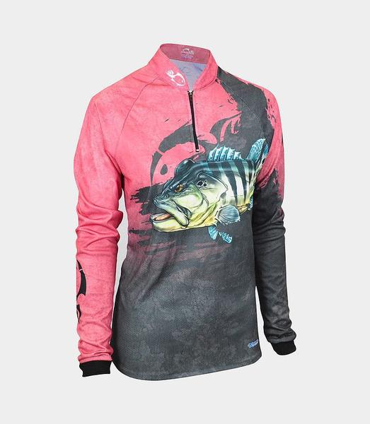 Imagem de Camiseta de Pesca Feminina Faca na Rede EVO Girl Tucunaré Azul