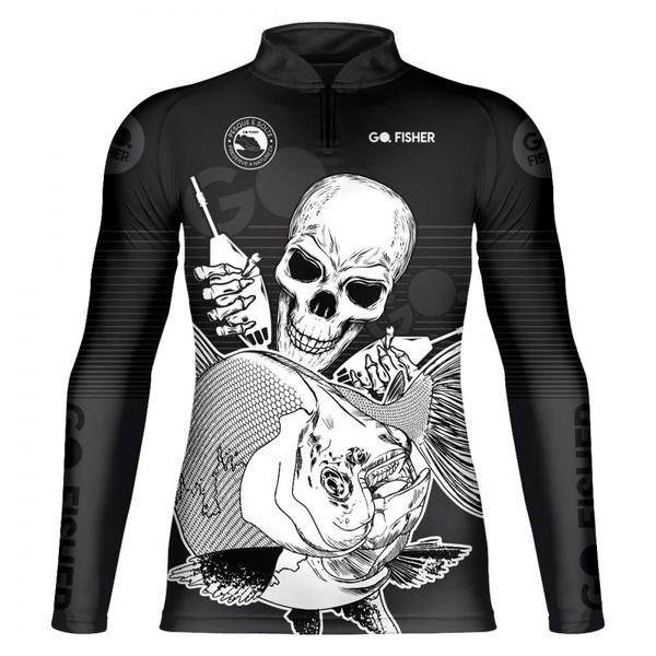 Imagem de Camiseta de Pesca Go Fisher Manga Longa Tambaqui Skull GOSK03 - Masculina