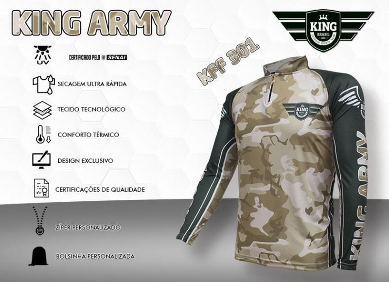 Imagem de Camiseta De Pesca King Proteção Solar Uv KFF301 - Army