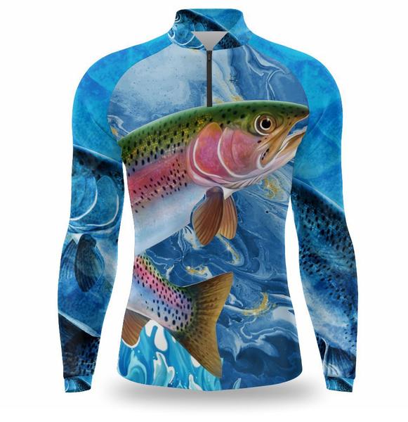 Imagem de Camiseta de pesca manga longa com protetor solar UV fator 50 leve e secagem rápida