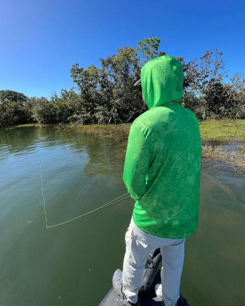 Imagem de Camiseta de Pesca Mar Negro X Protection Sublimada Com Capuz Proteção Solar 50+ UV - Green