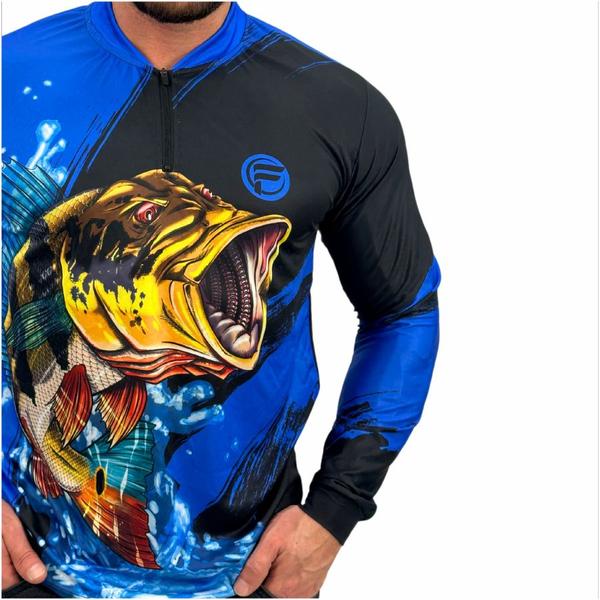 Imagem de Camiseta de Pesca Masculina Proteção UV 50 Solar Camisa De pescaria