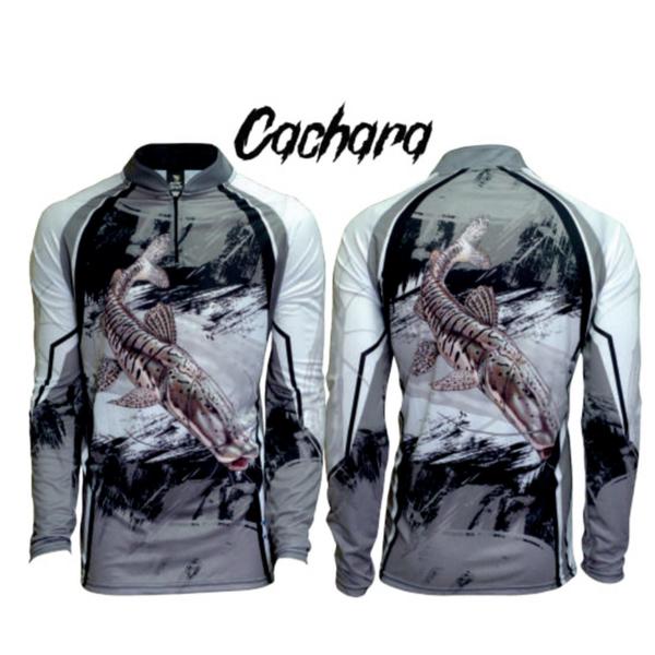 Imagem de Camiseta de Pesca Rock Fishing Proteção 35+UV Cachara Cinza