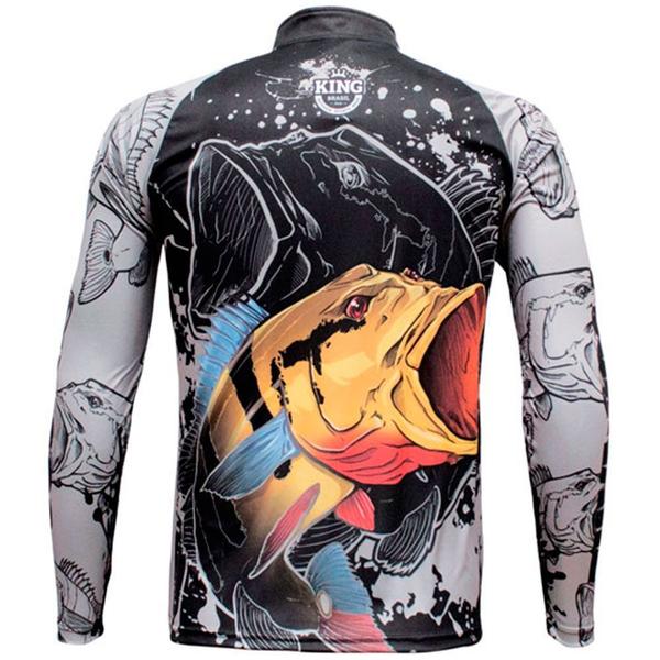 Imagem de Camiseta de pesca sublimada king brasil manga longa - tucunaré kff608