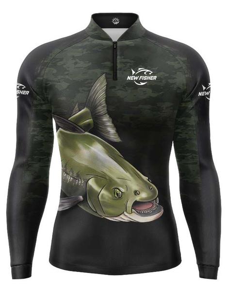 Imagem de Camiseta de Pesca Tamba Tambaqui Gola e Ziper Protege do Sol