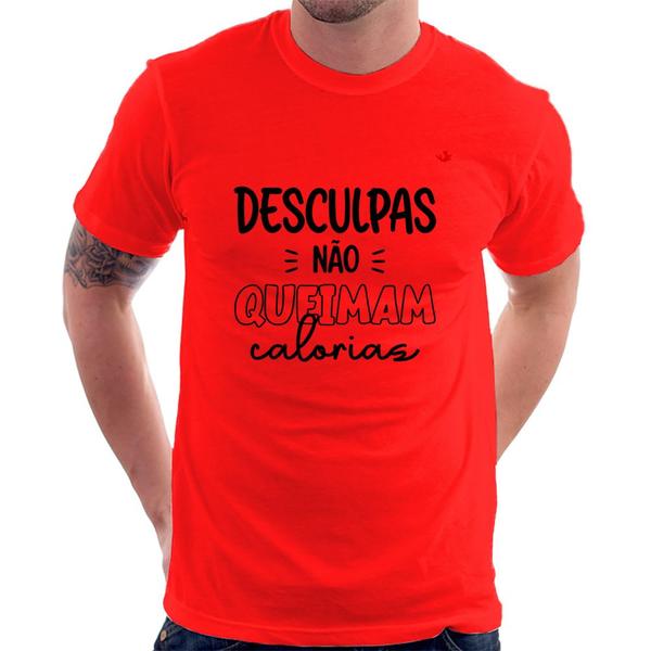 Imagem de Camiseta Desculpas não queimam calorias - Foca na Moda