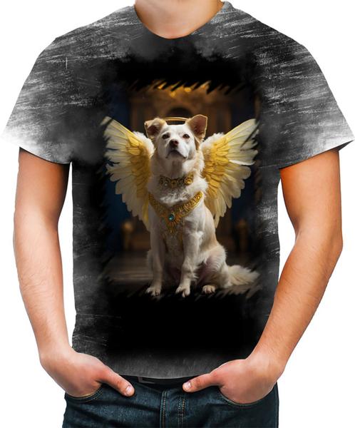 Imagem de Camiseta Desgaste Anjo Canino Cão Angelical 5