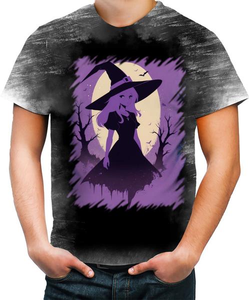 Imagem de Camiseta Desgaste Bruxa Halloween Púrpura Festa 5